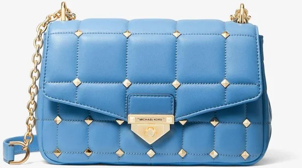 Michael Kors Soho Large Studded Quilted Leather Shoulder Bag - Blue