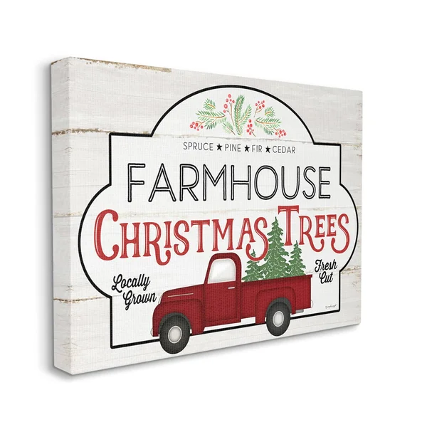 Rustic Farmhouse Christmas Tree Vintage Sign Wall Art