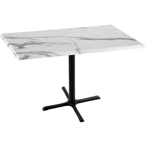 Holland Bar Stool OD211-3036BWOD3048WM 30x22 x 48x22 White Marble Laminate Outdoor - Indoor Counter Height Table with Cross Base