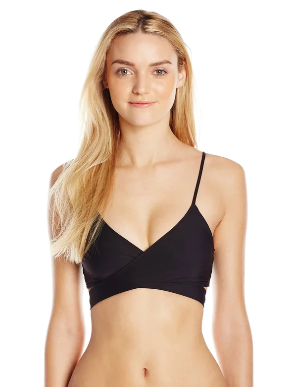 L*Space Swimwear Black Sweet & Chic Chloe Wrap Bikini Top (D, Xl) $79 Nwt