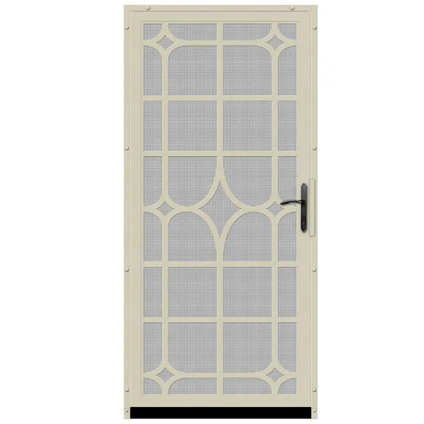 Unique Home Designs 36 in. x 80 in. Lexington Almond Surface Mount Steel Security Door with Insect Screen and Bronze Hardware, B