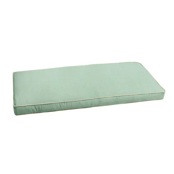 Humble and Haute Sunbrella Spa Green w/ Ivory Indoor/ Outdoor Bench Cushion 37x22 to 48x22 - 45 in W x 19 in D