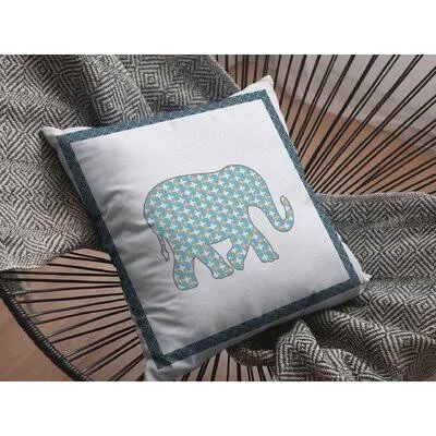 Light Elephant Suede Blown and Closed Pillow White on Muted Blue Dakota Fields Size: 18x22 x 18