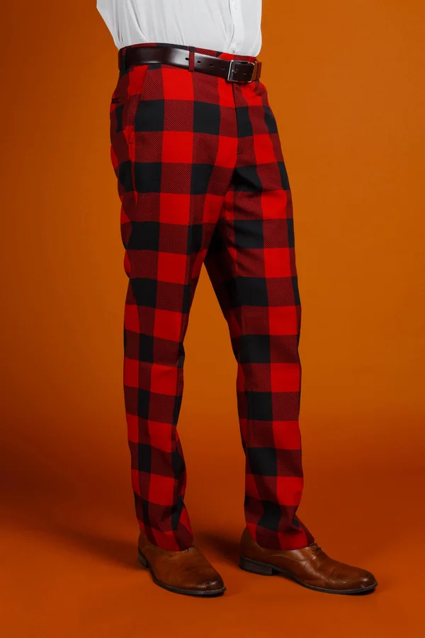 The Red & Black Lumberjack, Buffalo Check Plaid Suit Pants, Size 48, Private Label