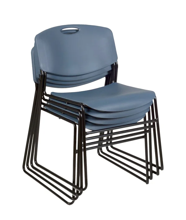Regency Kee 36x22 Square Breakroom Table- Beige/ Chrome & 4 Zeng Stack Chairs- Grey