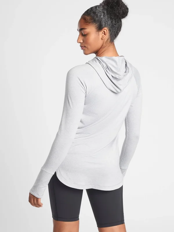 Athleta Women's Uptempo Hoodie Sweatshirt Norwegian Grey Tall Size XL