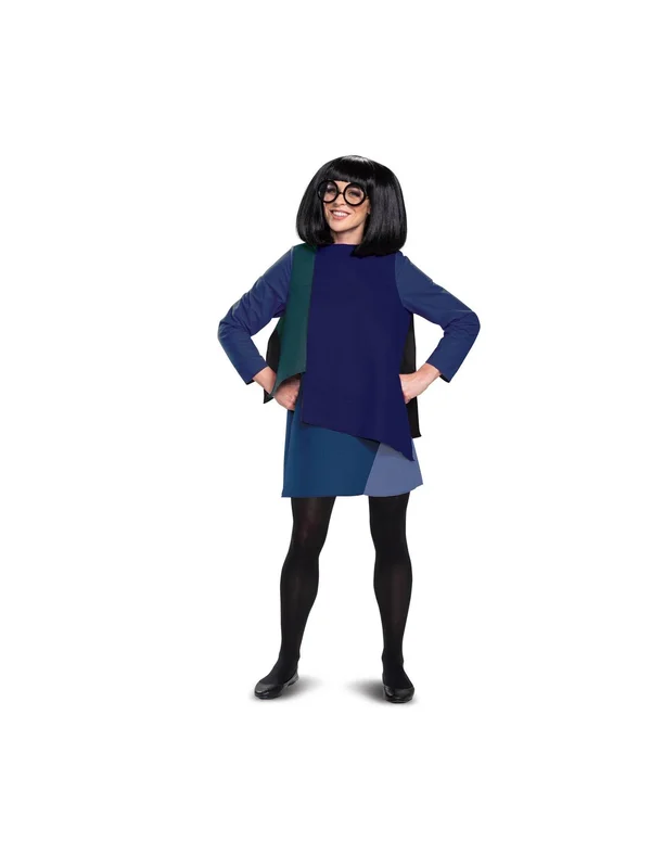Disguise Edna Incredibles Edna Mode Halloween Costume, Blue/Black, M
