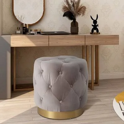 Mid-Century Upholstered Dressing Vanity Chair Mercer41 Seat Color: Nude