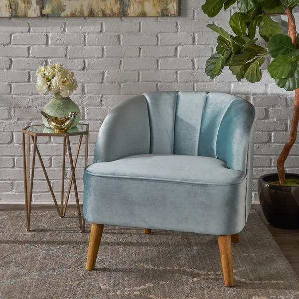 Scarlett Modern Velvet Club Chair - Seafoam Blue