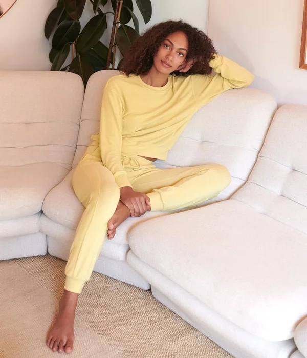 Michael Stars Women's Gigi Crew Neck Top Pullover in Yellow - Size Large