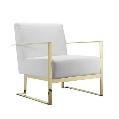 Milo 27.5x22 Wide Lounge Chair Willa Arlo Interiors Upholstery Color: White Faux Leather, Leg Color: Gold