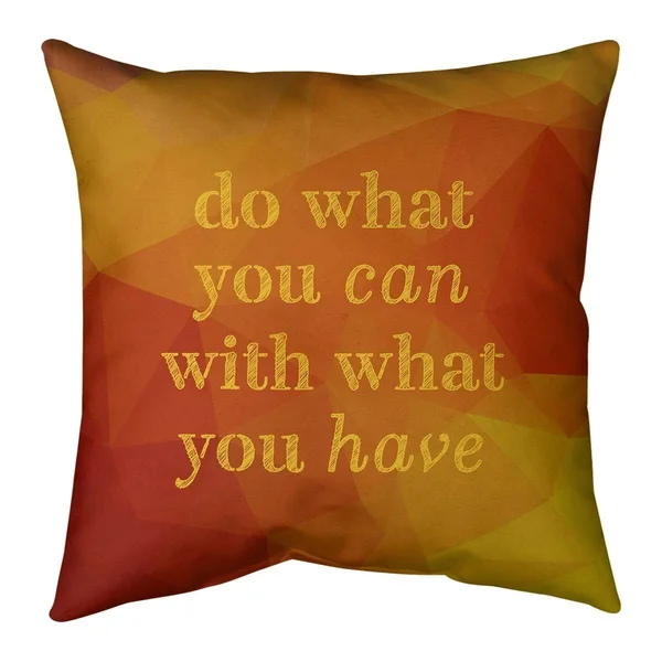 Quotes Faux Gemstone Do What You Can Quote Pillow-Faux Linen - 16 x 16 - Square - Zipper Closure - Medium - Removable Cover - Ac