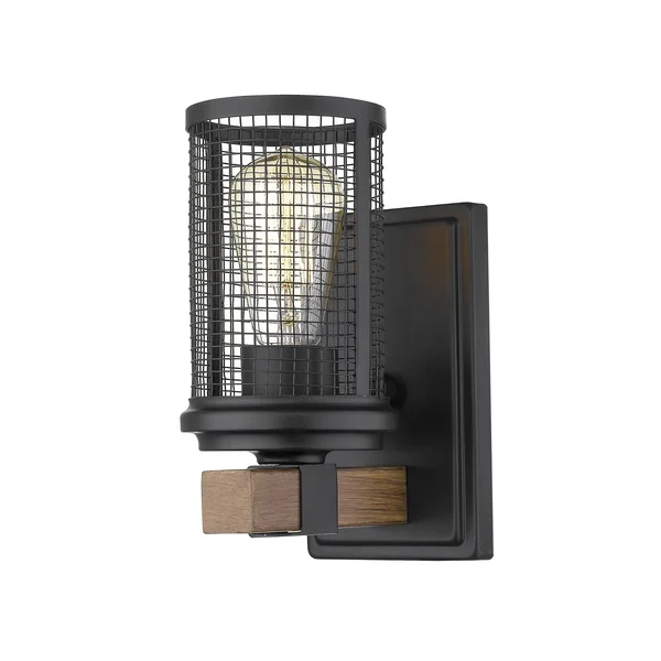 Millennium Lighting Wall Sconce, Matte Black/Wood Grain (3531-MB/WG)