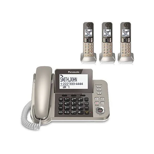 Panasonic KX-TGF353N 4 Handset Corded, Cordless Phone, Black