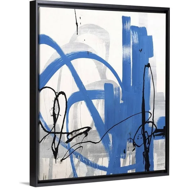Blue Trails Black Float Frame Canvas Art - 24 x 30