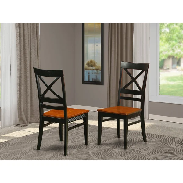 East West Furniture QUC Quincy X-Back Dining Chair (Set of 2) - Buttermilk & Cherry