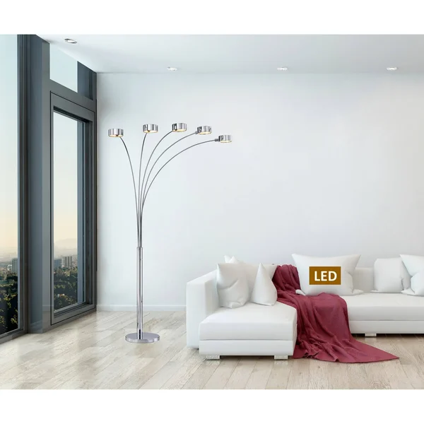 Artiva USA Micah Plus 88x22 LED Arched Floor Lamp with Dimmer - Chrome