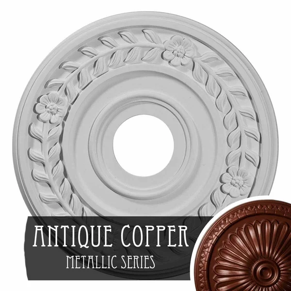 16 1/4x22OD x 3 5/8x22ID x 1x22P Wreath Ceiling Medallion (Fits Canopies Up to 5 1/2x22) - Hand-Painted Ultra Pure White Crackle