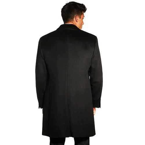Men's Jean-Paul Germain Classic-Fit Jeffery 38-in. Wool-Blend Top Coat - Size: 54 Long, Black