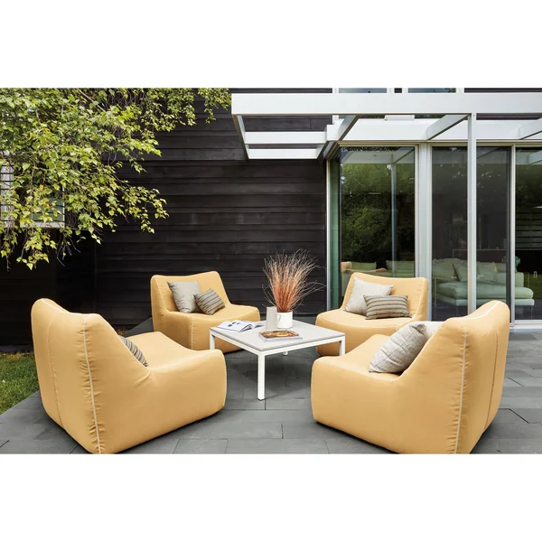 Room & Board - Modern Parsons Outdoor Coffee Table w/ 1x22 Leg 24d 48W 16h in Grey, Grey Recycled HDPE Top w/ Graphite Base