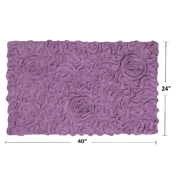Home Weavers Bell Flower Collection Cotton Bath Rug 24x22x40x22 - White