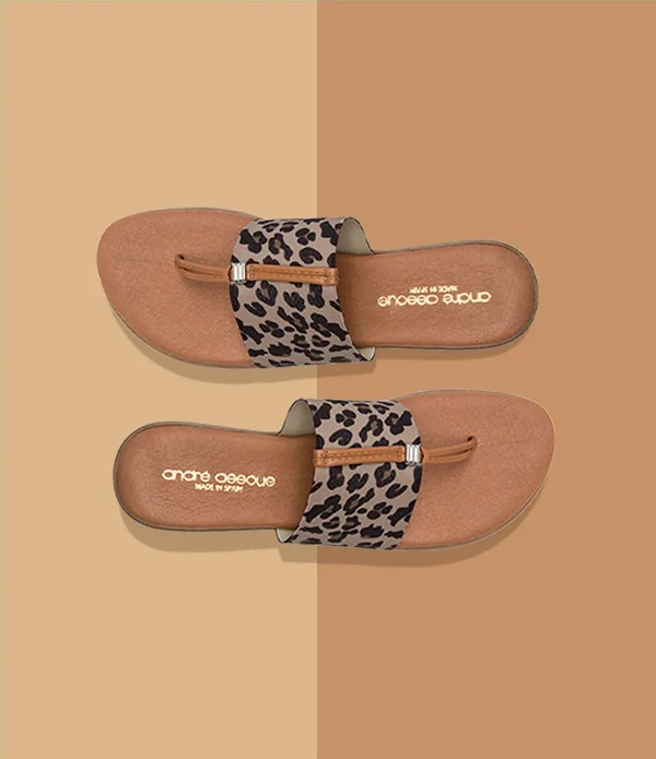Andre Assous Womens Nice Slide Demi Wedge Thong Sandals - Leopard, 8