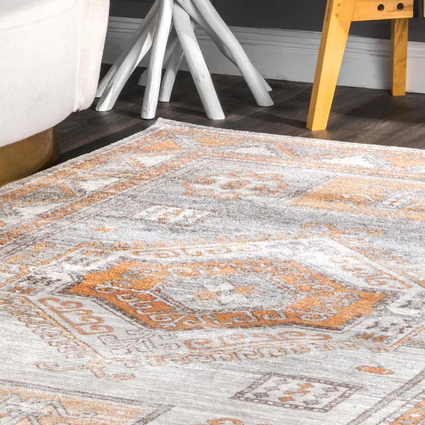 nuLOOM Transitional Vintage Ella Ornamental Pyramid Tribal Area Rug Orange 6& 7x22 x 9& Medallion - Tribal, Border 6& x 9& Indoor