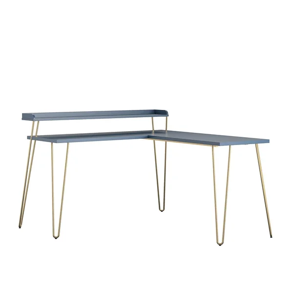 Panama L Desk with Riser Navy/Gold - Room & Joy