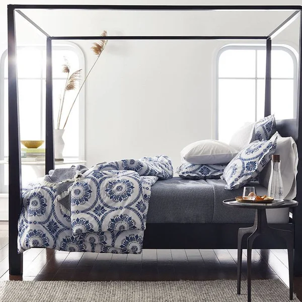 The Company Store Ellington Navy Cotton King Woven Blanket, Blue