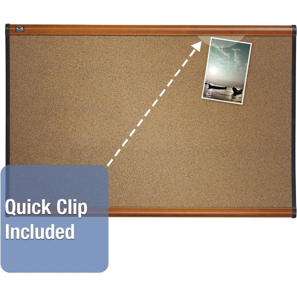Quartet 36 x 24 Prestige Bulletin Board - Graphite-Blend Cork- Cherry Frame