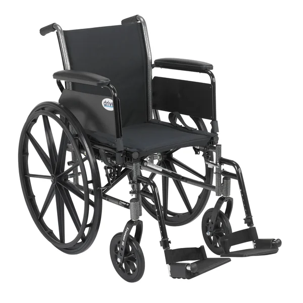 Drive Medical Cruiser III Light Weight Wheelchair with Flip Back Removable Arms, Full Arms, ...