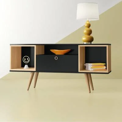 Lamberson TV Stand for TVs Up to 50x22 Hashtag Home Color: Black/Cinnamon Light Brown