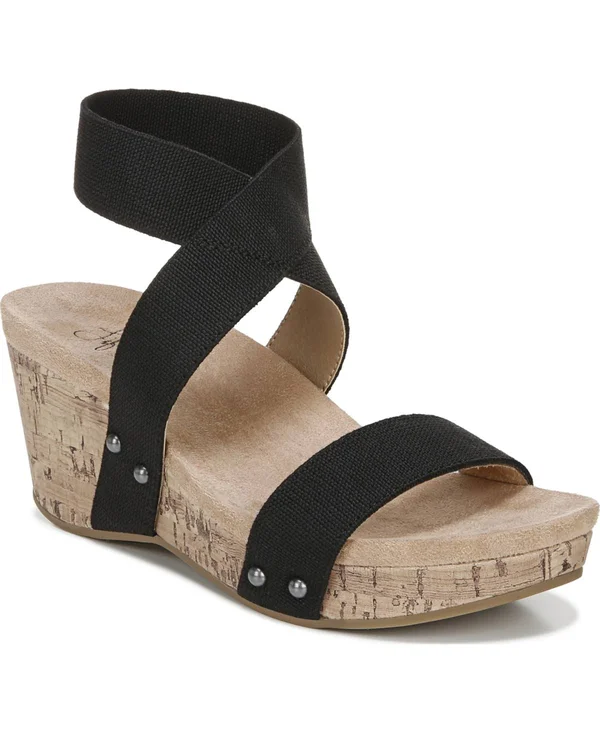 LifeStride Del Mar Women's Wedge Sandals, Size: 9.5 Wide, Black