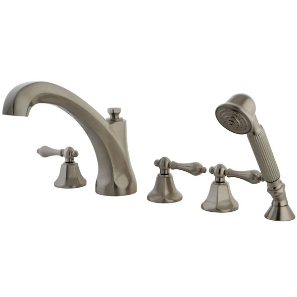 Kingston Brass Metropolitan Roman Tub Filler with Hand Shower, KS43285AL, Satin Nickel
