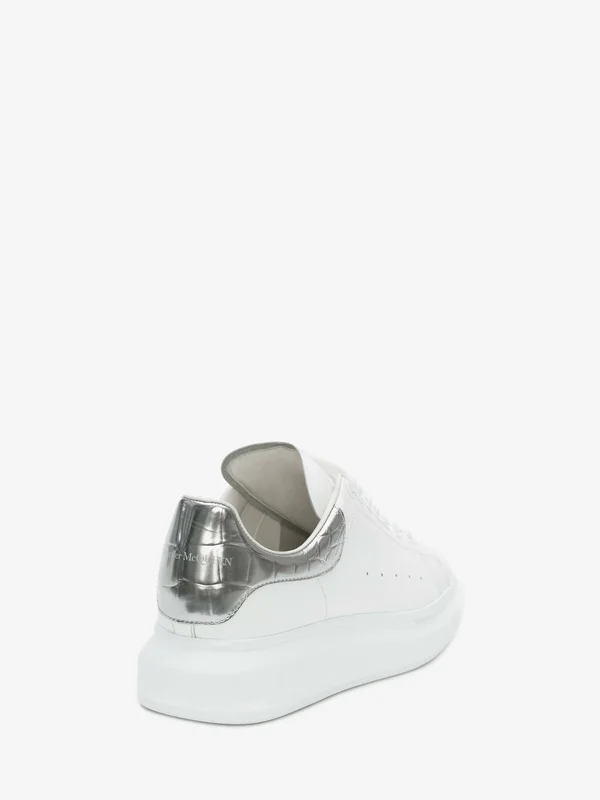 Alexander McQueen 45mm Leather & Croc Embossed Sneakers - White