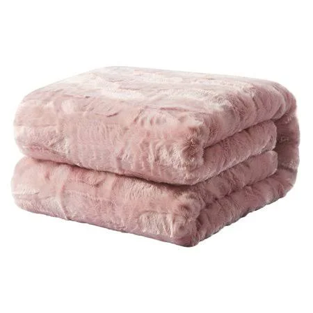 Tache Home Fashion Faux Fur Soft Throw Blanket - Size: 60L x 50W, Pink