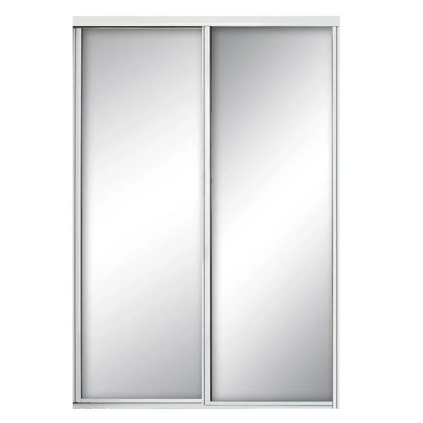 Contractors Wardrobe 84 in. x 81 in. Concord White Aluminum Frame Mirrored Interior Sliding Door