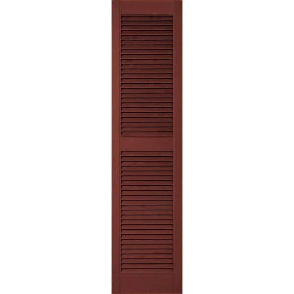14 1/2x22W x 48x22H Lifetime Vinyl - Custom Straight Top Center Mullion, Open Louver Shutters, w/Shutter-Loks (Per Pair), Burgund