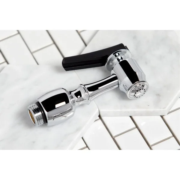 Kingston Brass KS1276PXBS Heritage Bridge Kitchen Faucet with Brass Sprayer, Polished Nickel