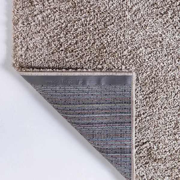 Soft Solid Shag Khaki 5 ft Square Area Rug