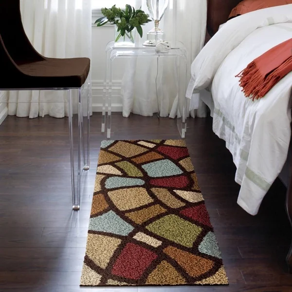 Porch & den Bennett Comfy and Cozy Window Pane Brown Shag Area Rug - 6&7x22 x 9&8x22