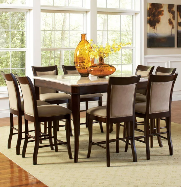 Steve Silver Marseille Marble Top Counter Height Dining Table - Cherry