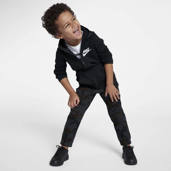 Nike Sportswear Tech Fleece Little Kids& Full-Zip Hoodie in Black - Size: 4, 86E312-023