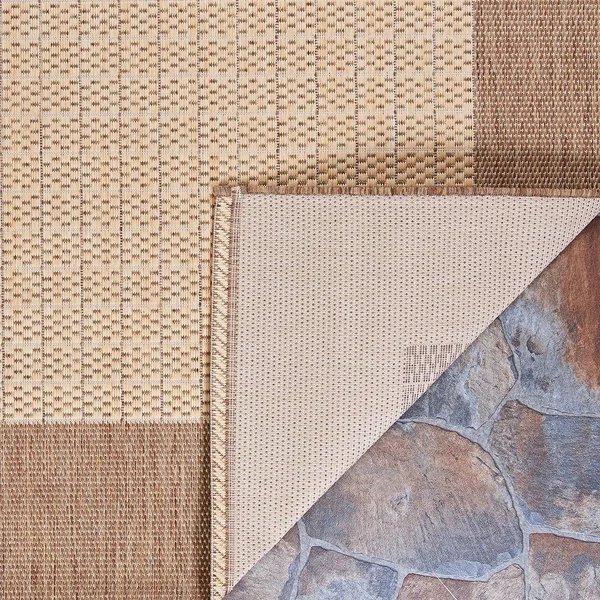 Couristan Recife Checkered Field Natural/Cocoa Area Rug - 8&6x22 x 13&