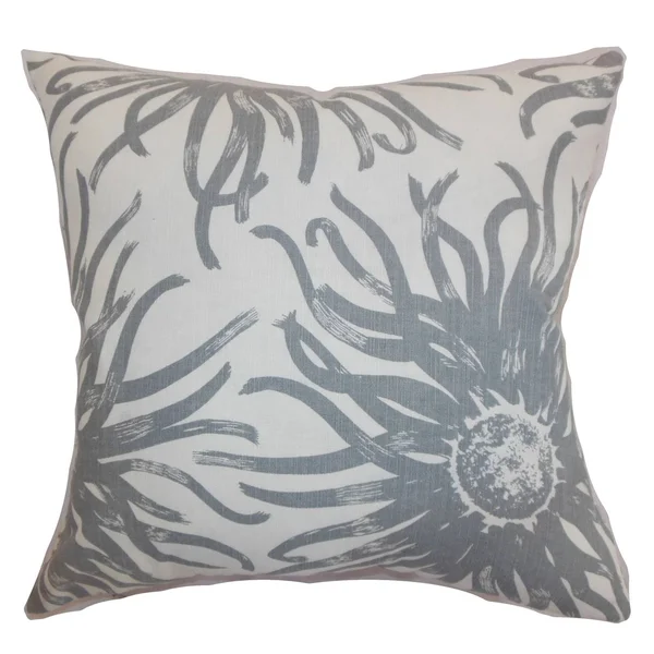 The Pillow Collection Ndele Floral Throw Pillow, Gray