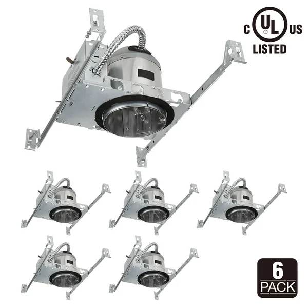 Torchstar 4 inch New Construction Recessed Housing - IC Rated Air Tight Ceiling Downlight Can, E26 Screw Base, UL-Listed, Aluminu