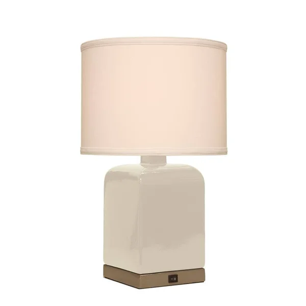 Lowe's Tech White Table Lamp with Fabric Shade, 20T229TW