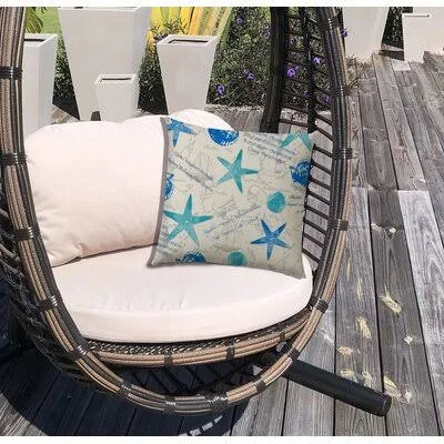 Captiva Outdoor Square Pillow Cover Highland Dunes Color: Blue/White