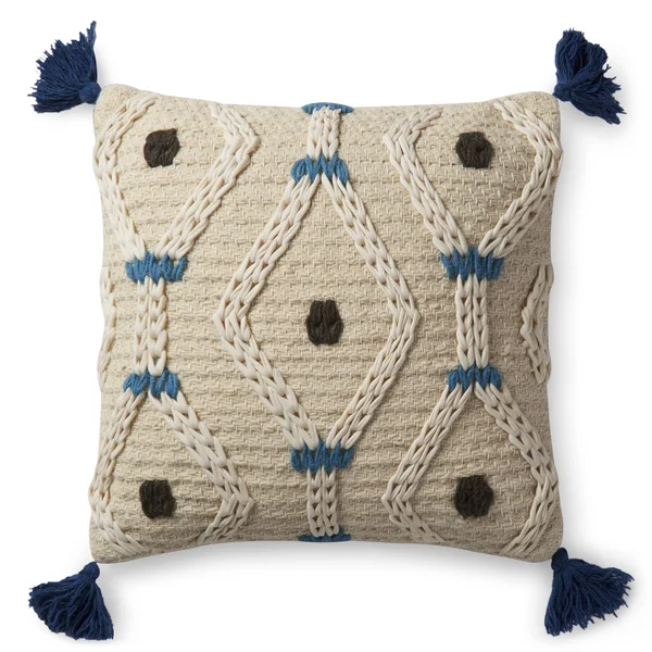 Loloi 22x22 x 22x22 Contemporary Decorative Pillow in Ivory - Blue