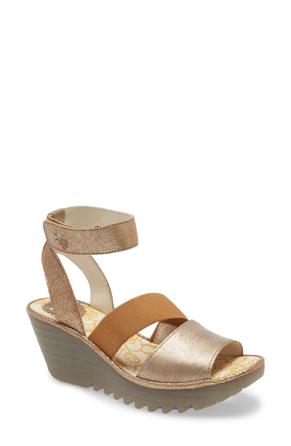 Women's Fly London Yode Wedge Sandal - Size 8-8.5US - Beige